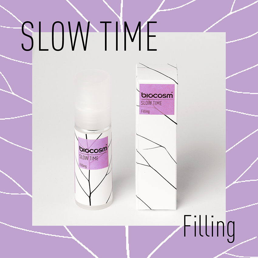 Slow time Filling di Biocosm è un'esclusiva emulsione con azione voluminizzante, rimpolpante, anti-age. Indicata per le rughe delle guance.